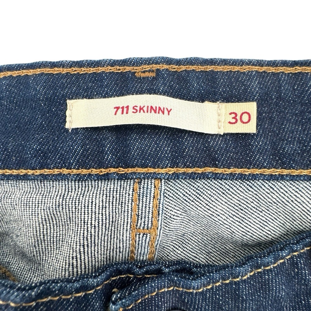 Levi's 711 Skinny Jeans Size 30 Dark Wash Mid Rise Stretch Denim Blue New - Picture 3 of 9